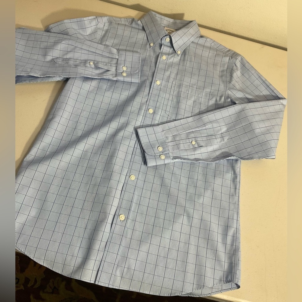 Brooks Brothers 1818 orig polo Mens Size Small Shirt  Blue Check Pattern